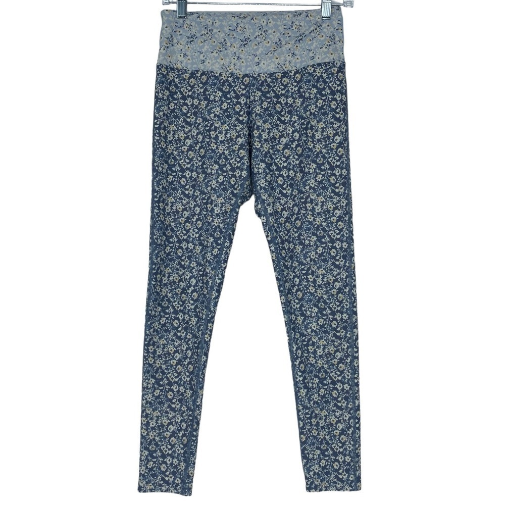 Summersalt The Do-It-All High Rise Crop Leggings Powder Blue In Bloom Print 6 - Picture 3 of 12